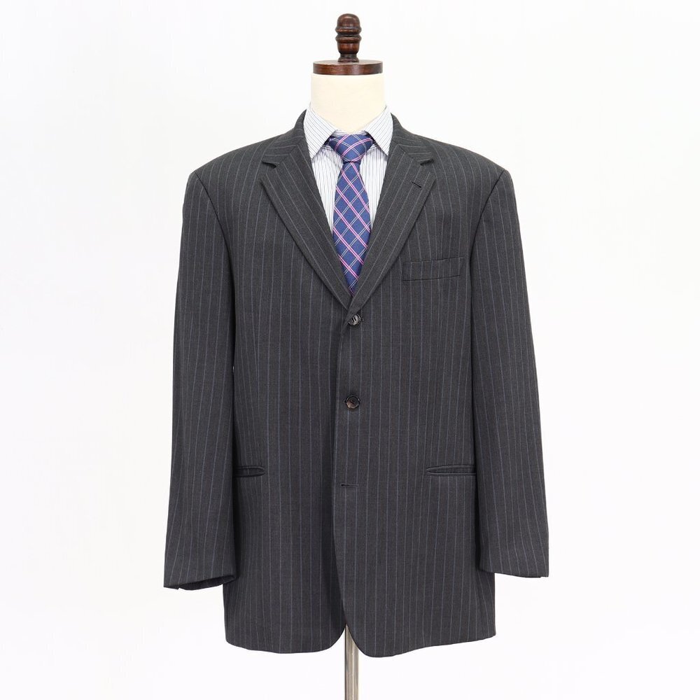 Hugo Boss 46R Gray Striped 3-Button Sport Coat Blazer Jacket P493
